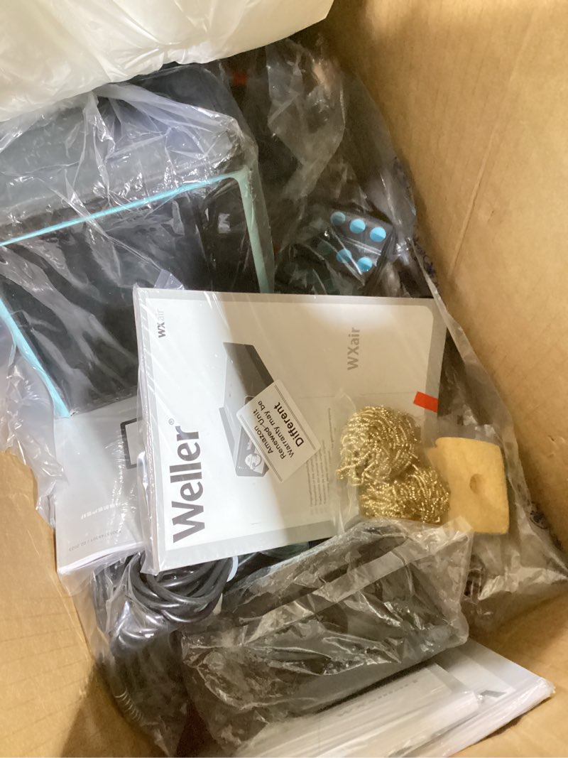 Condition photo showing As Is for weller rework set with wxsmart, wxair, wxups ms smart ultra iron and wxdp120 desoldering iron | wxs2020