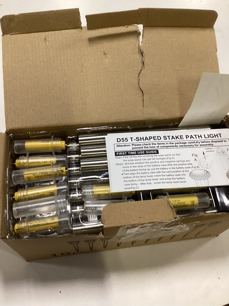 Condition photo showing New/Like New for DenicMic Solar Lights Outdoor 10 Pack Waterproof 6000K Cold White LED Stainless Steel Stake Outside Lights for Yard Pathway Garden Driveway Walkway Landscape Path Lighting Cold 10Pack