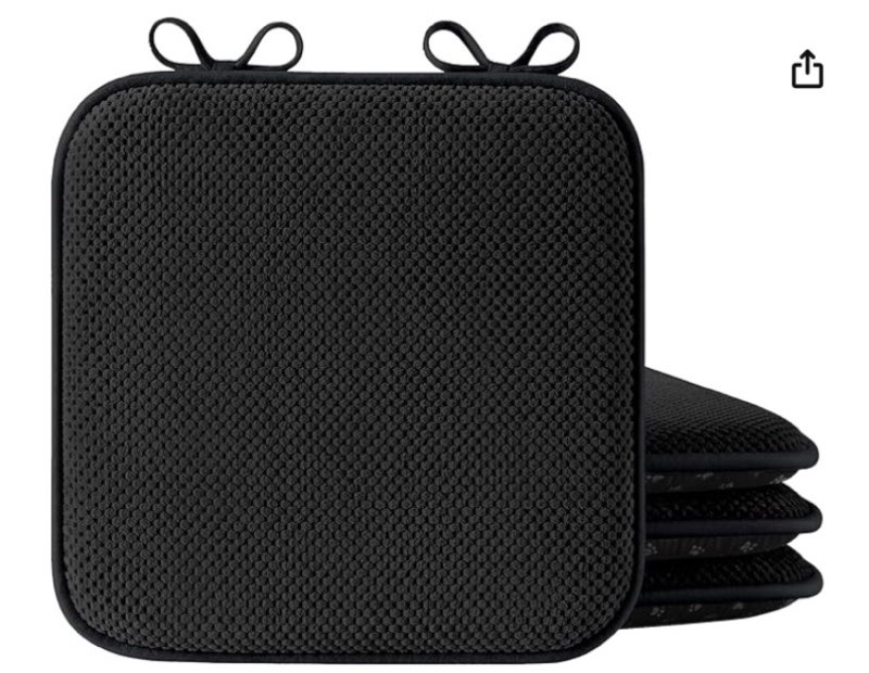 puredown® Chair Cushions for Dining Chairs, Set of 4 Memory Foam Seat Cushions with Non-Slip Backing