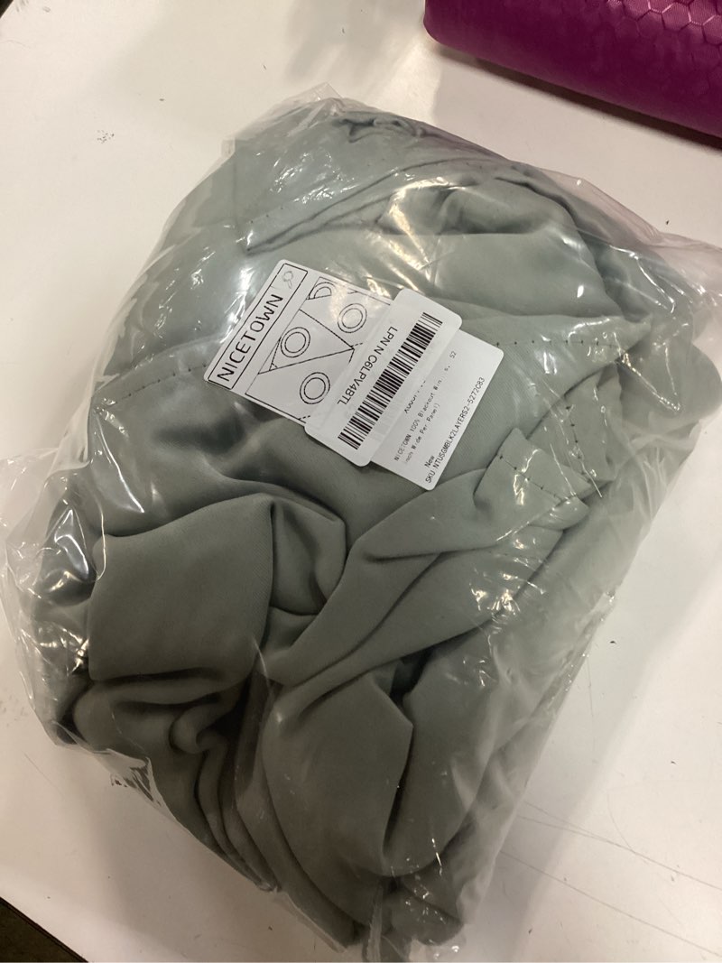 Condition photo showing New/Like New for nicetown 100% blackout window curtain panels, full light blocking drapes with black liner for nursery, 72-inch drop thermal insulated draperies (greyish green, 2 pieces, 52-inch wide per panel) greyish green 52"w x 72"l (pack of 2)