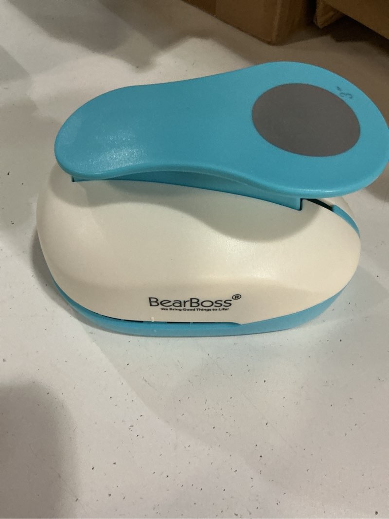 Condition photo showing Good Condition for bearboss 3 inch circle punch, hole punch shapes, paper punch set for scrapbooking festival paper greeting card diy albums photos (classic white)