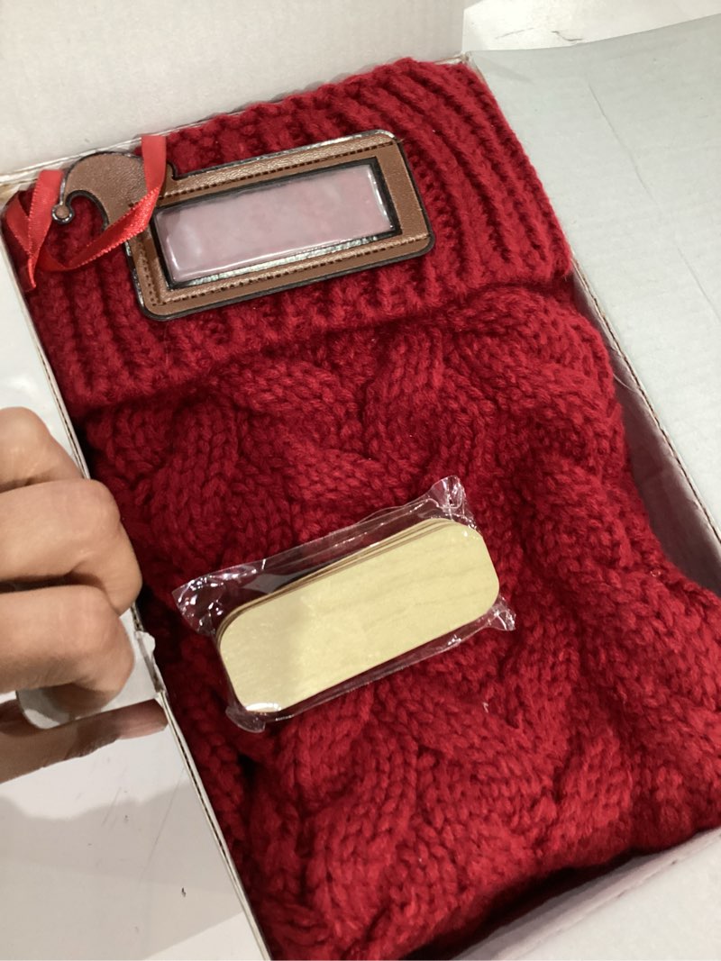 LIBWYS Knit Christmas Décor Stockings with Leather Name Tags, 6 Pack 18" Large Cable Xmas Stockings 