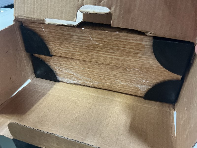 Condition photo showing New/Like New for lufia floating wall shelves, set of 2, mdf with invisible brackets, modern storage for bedroom, bathroom, living room, kitchen (oak, 28" w x 7" d x 1.5" h?) oak 28" w x 7" d x 1.5" h (2 pieces)
