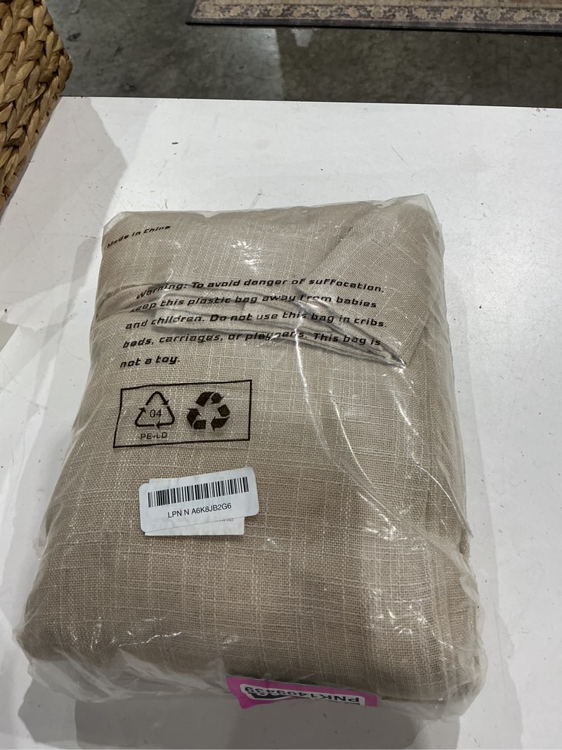 Condition photo showing Good Condition for lamit 96 inch linen curtains for bedoom, light filtering semi sheer panels back tab and rod pocket floor to ceiling curtains for living room, 2 panels set, linen, 52 x 96 inch 52"w x 96"l (pack of 2) linen