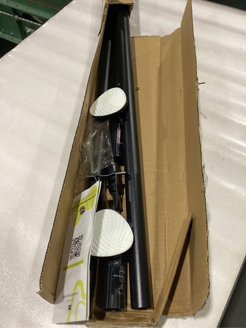 Condition photo showing As Is for Tension Curtain Rod 51-126 Inch, Long Curtain Rod No Drilling for Window or Bathroom, Outdoor Curtain Rods for Patio Tension Rods, Easy to Install, Never Rust, Rod Diameter 1.26 Inches - Black