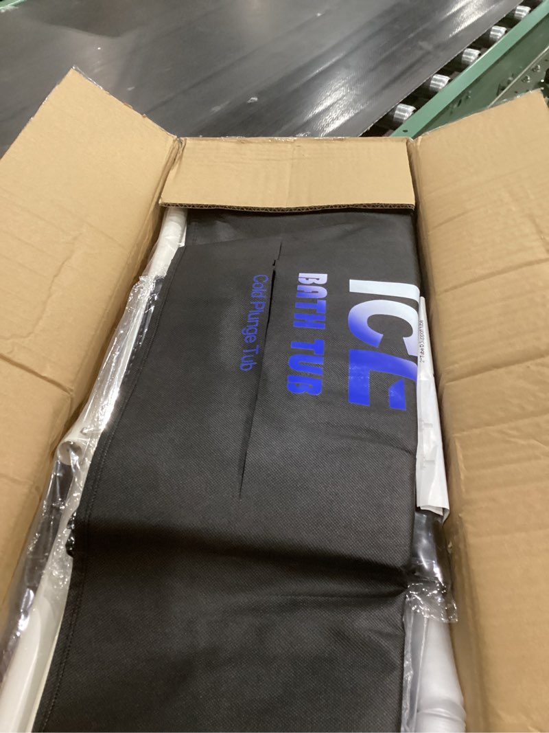 Condition photo showing As Is for Oval Ice Bath Tub for Athletes with Cover, 130 Gal Capacity Portable Cold Plunge Tub for Recovery and Cold Water Therapy, Ice Baths for Home, Gym, Indoor, Outdoor Use