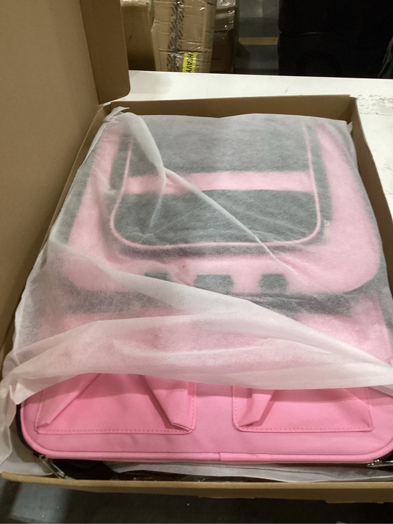 Condition photo showing Good Condition for extra large 3-in-1 cat carrier for 2 cats, with removable divider, superior ventilation, portable soft sided double cat carrier large, hair removal glove, 2*bowl, extra side storage bag included pink