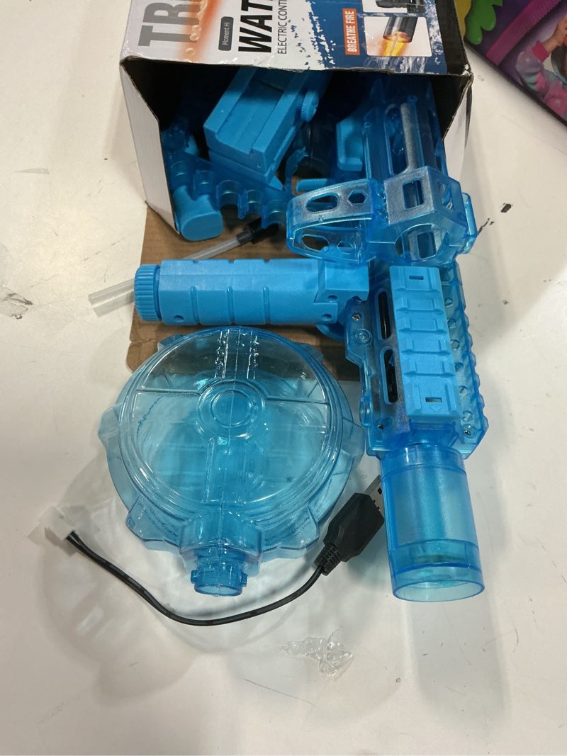 Condition photo showing Good Condition for electric water gun, squirt blaster automatic toy for kids, boys, girls, adults, water pistol 26-32ft range, rechargeable battery led lights summer outdoor toy for pool, beach & swimming water fights