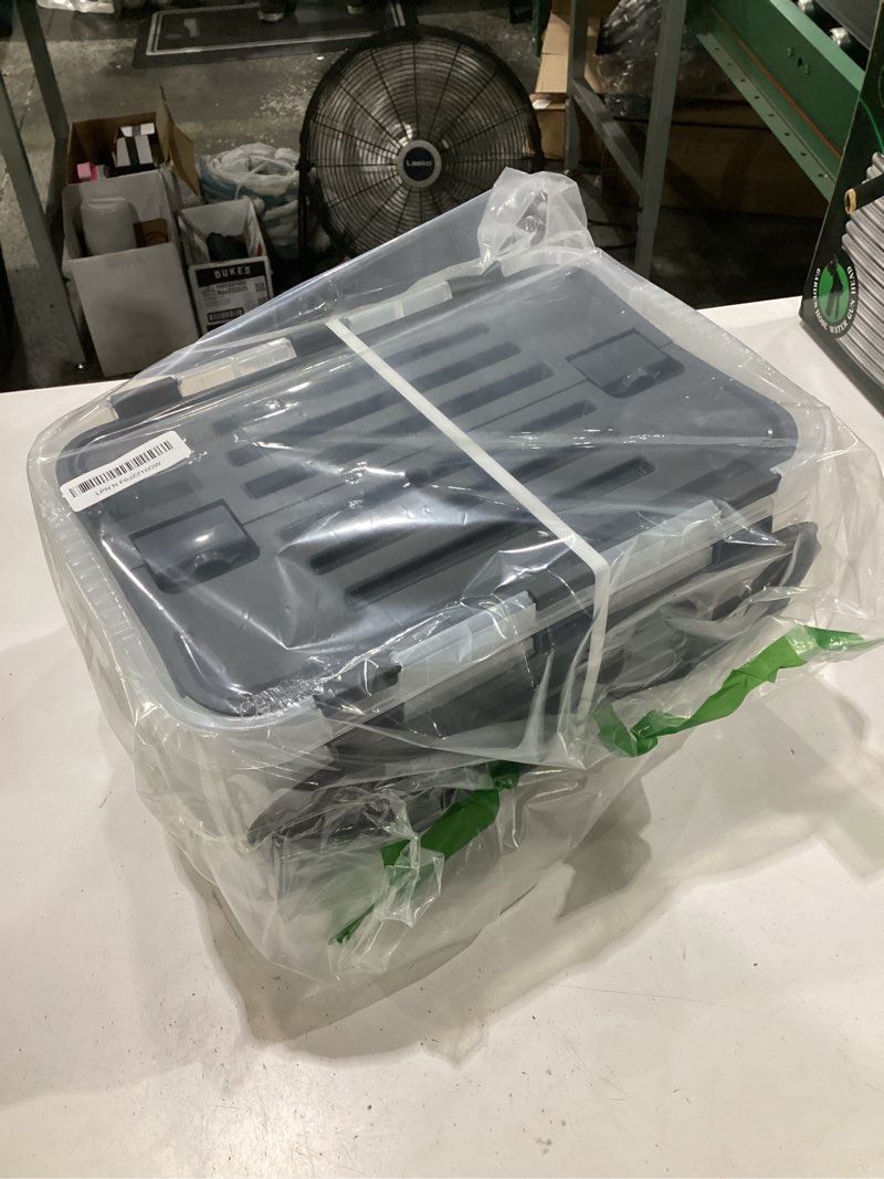 Condition photo showing Good Condition for superio storage bins with lids, clear plastic containers for organizing, stackable totes, bpa free, odor free, organizer boxes for home, and dorm, 10.5 quart (2 pack, 15"x10"x7")