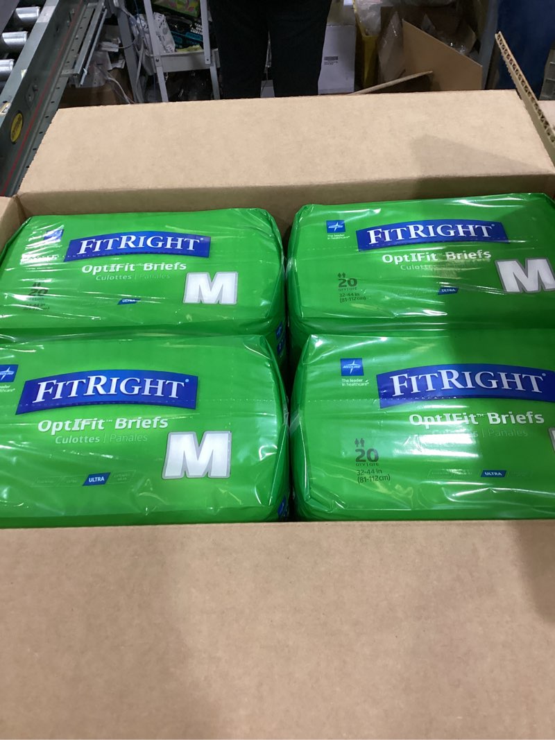Condition photo showing Good Condition for FitRight Adult Diapers, Ultra Heavy Absorbency, M (Waist Size 32in-44in), 80 Count, OptiFit Incontinence Briefs for Men and Women, Disposable, Moisture-Wicking, Leak Protection, Medium 80 count