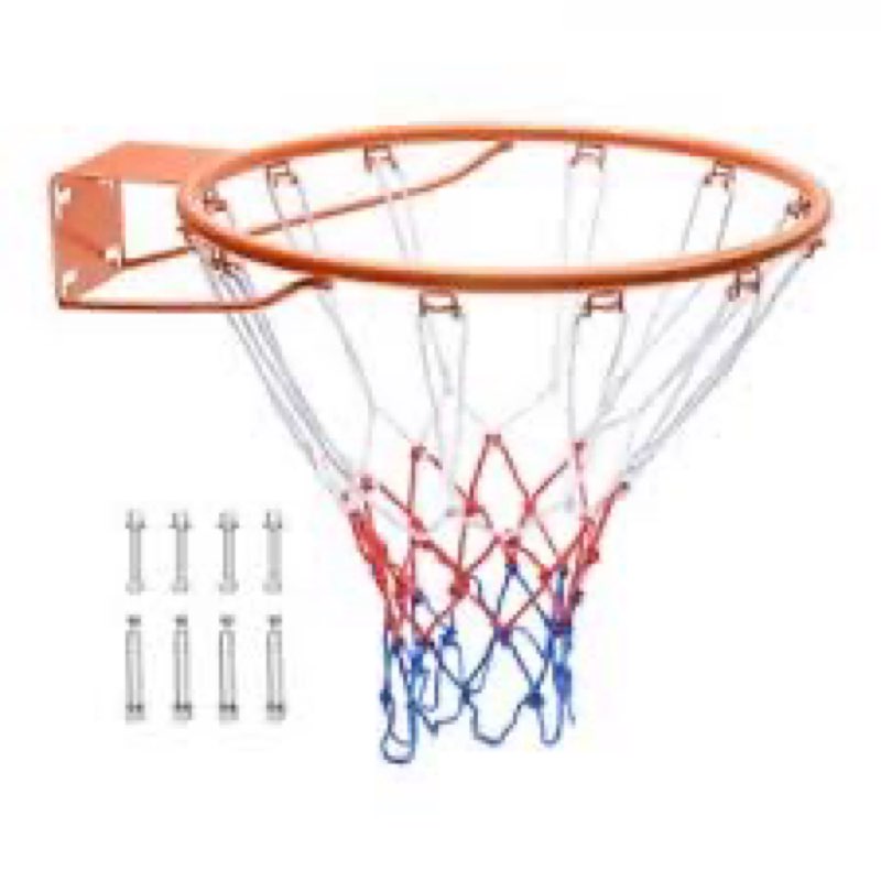 (Similar )Airjam Basketball Rim, 18\" Replacement Wall Mounted Outdoor Basketball Hoop, Heavy Duty Solid Steel,