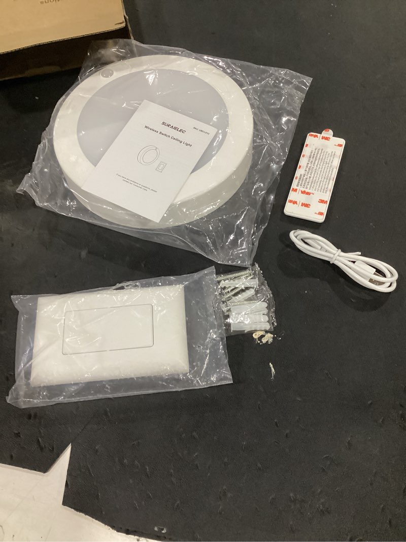 Condition photo showing Good Condition for suraielec battery ceiling light with wall switch, motion sensor light indoor, wireless wall switch remote, 6500k, 300lm, battery powered ceiling light for closet, pantry, laundry, and shed, 1-pack battery operated