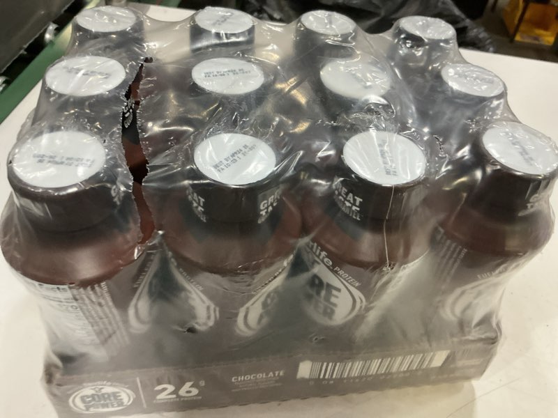 Condition photo showing New/Like New for (bbd 04/ 24/26)  core power protein shake, chocolate, 26g bottle, 14oz, 12 pack chocolate 14 fl oz (pack of 12)