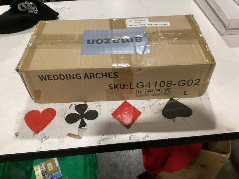 Condition photo showing Good Condition for Wedding Arch Backdrop Stand Set of 2 (7.3FT/6FT), Gold Metal Arch Backdrop Stand,Balloon Arch Stand 