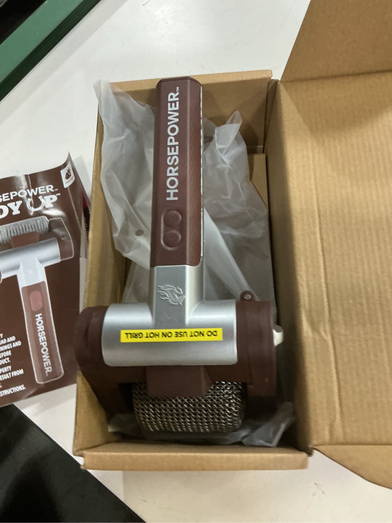 Condition photo showing Good Condition for horsepower giddy up grill cleaner as seen on tv! – cordless, rechargeable bbq tool with 350 rpm stainless roller, led light – patents pending – from bulbhead, a family-owned american brand 9 in.