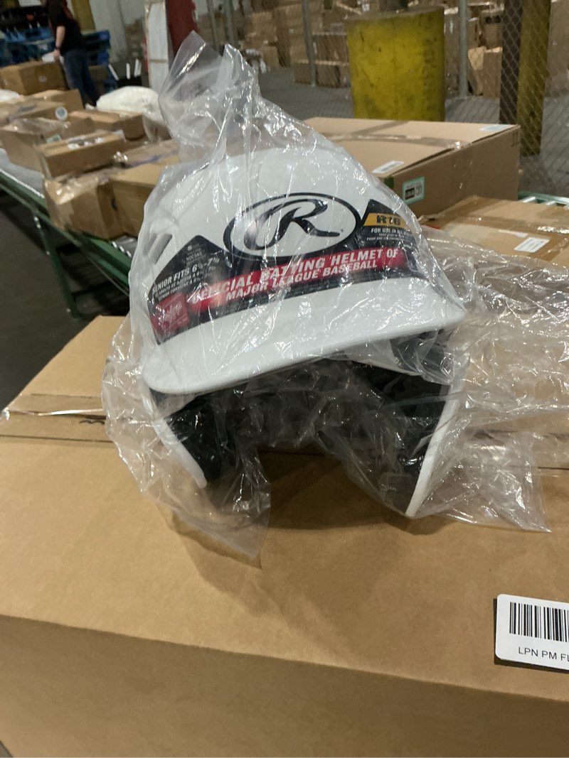 Condition photo showing New/Like New for rawlings r16 velo reversible ext batting helmet | reversible face guard matte white junior (6 3/8" - 7 1/8")