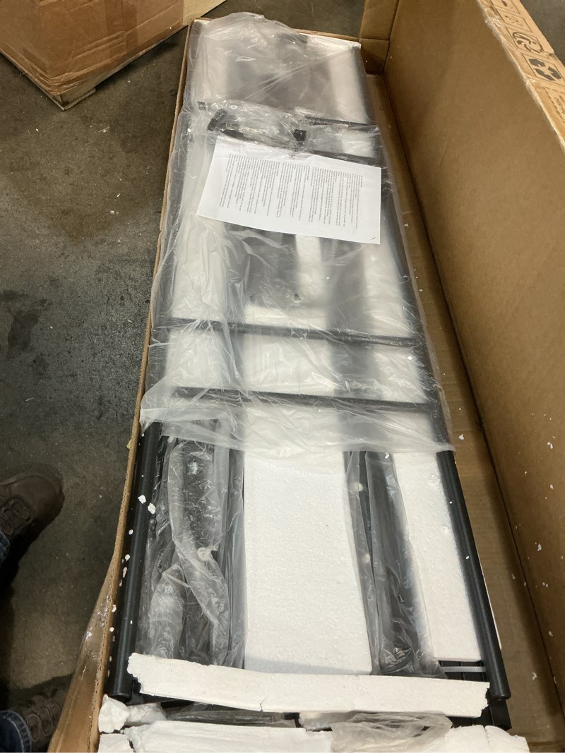 Condition photo showing Good Condition for black double bed fram full size metal bed frames no box spring needed for bedroom apartment guest room, bedframe full size bed frame with headboard/no squeak/easy to assemble/ladder-black style full ladder-black