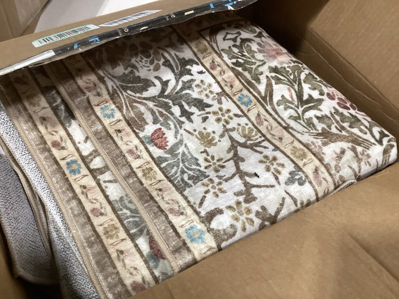 Condition photo showing Good Condition for dining room rugs for under table - 5x8 washable moss green oriental area rug for living room, low pile non-slip floor carpet for bedroom - vintage brown design & stain resistance moss 5' x 8' (rectangular)