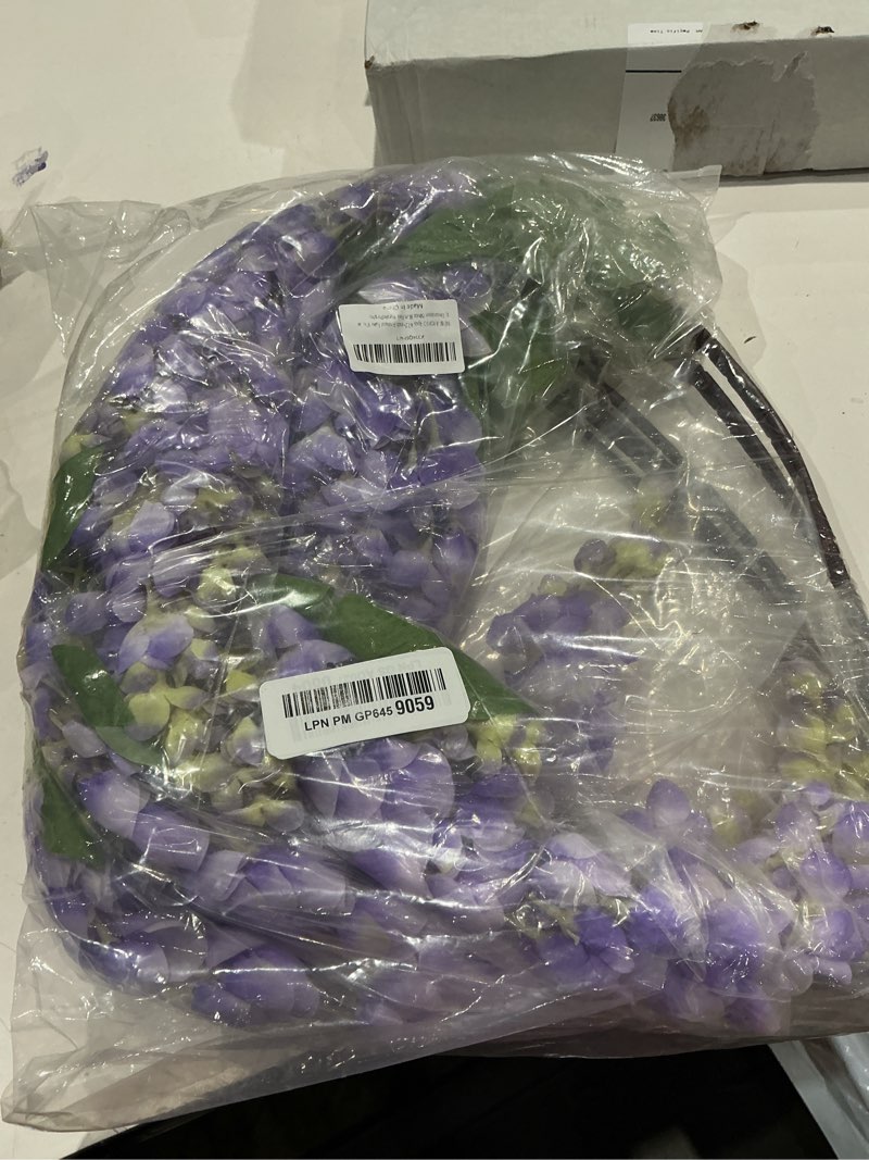 Condition photo showing Good Condition for 4pcs 47.2-inch artificial fake wisteria hanging flower garland silk flower string home party decoration white blue pink purple (purple)