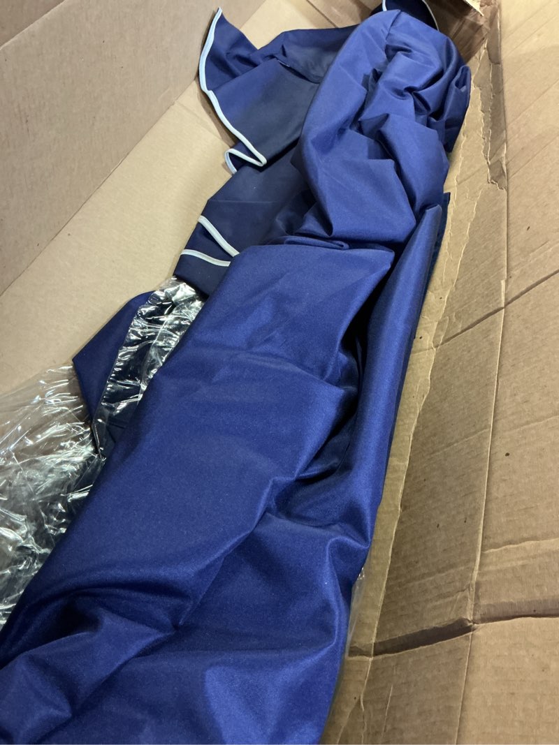 Condition photo showing As Is for briwooody dark blue boat umbrell.. iolet fits most boats and benches 