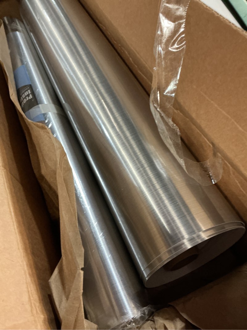 Condition photo showing Good Condition for livelynine 24x394 stainless steel peel and stick countertop contact paper heat resistant waterproof wallpaper kitchen counter top silver contact paper appliances fridge wrap vinyl refrigerator covers 24" x 394" stainless steel