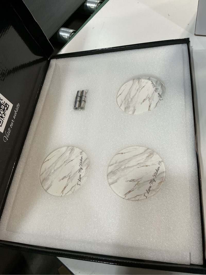 Condition photo showing New/Like New for Diatomite Stone Drying Mat For Kitchen Counter Set + 03 Absorbent Drink Coaster Diatomaceous Earth Decor Marble Style (Brown, Standard) Brown 15.7" x 11.8"