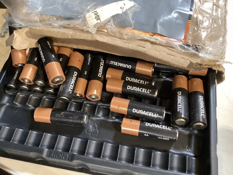 Condition photo showing As Is for duracell coppertop aa batteries, 28 count, 12-year shelf life, storage tray aa - 28 count (pack of 1)