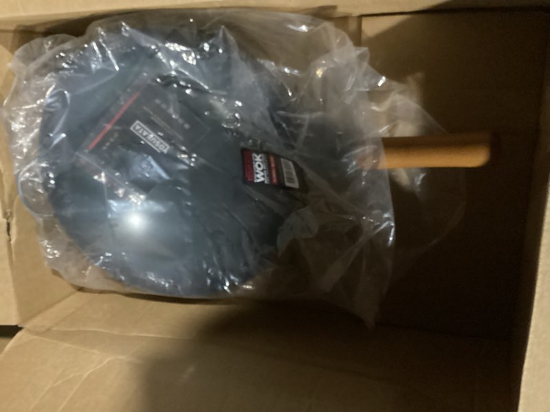 YOSUKATA 14" Carbon Steel Wok with Round Bottom – Pre-Seasoned Pow Wok for Stir Fry – Traditional Ch