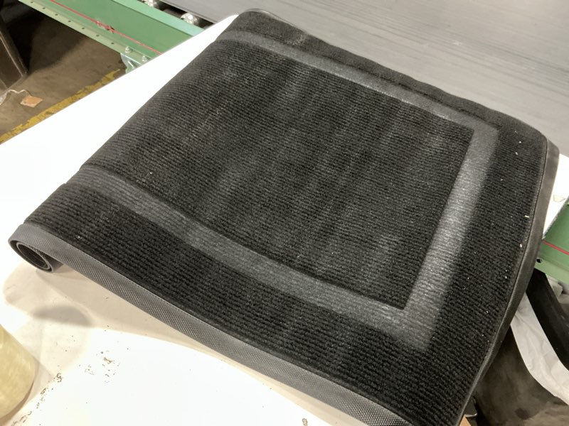 Condition photo showing As Is for OLANLY Front Door Mat Indoor Outdoor Entrance, Waterproof All-Season, All-Weather Doormat, Sturdy Natural Rubber, Fade Resistant, Low Profile, Easy Clean Patio Porch Entryway Mat, 29.5x17, Black Black Classic Border Rectangular 29.5" x 17"