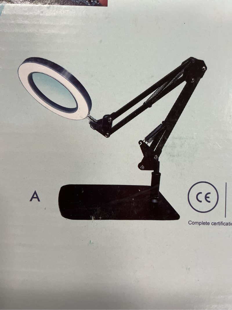 10X Magnifying Glass with Light and Stand, 5 Color Modes Stepless Dimmable LED Lighted Desk Lamp, Hands-Free Mag Desk Lamp with Clamp for Craft Hobby Painting Sewing Close Work Repair