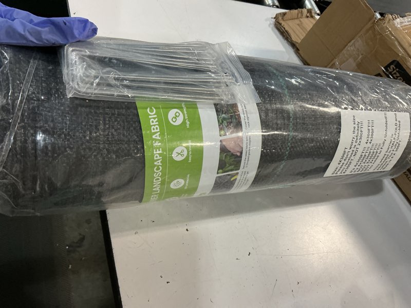 Condition photo showing New/Like New for 4ft x300ft black weed barrier 3.5oz landscape premium fabric-heavy duty woven ground cloth with superior permeability weed control convenient design 3.5oz-4ftx300ft black