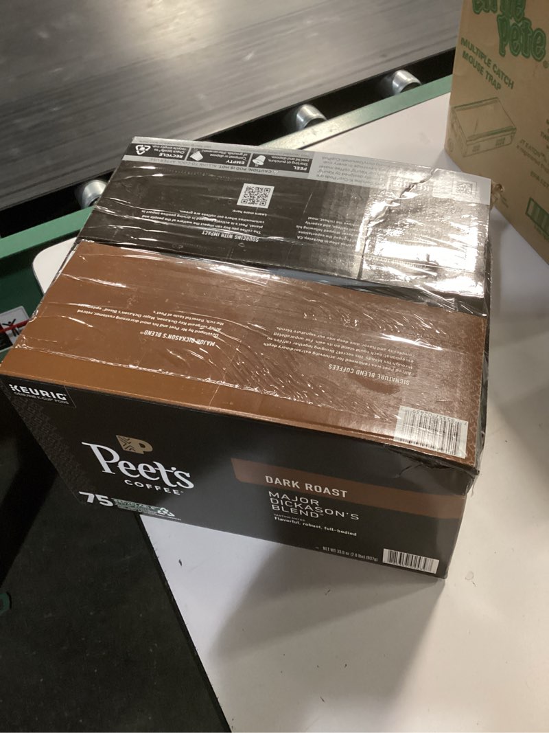 Condition photo showing New/Like New for peet's coffee, dark roast keurig k-cup pods, 100% arabica coffee - major dickason's blend 75 count (1 box of 75 pods) major dickason's blend 75 count (pack of 1)