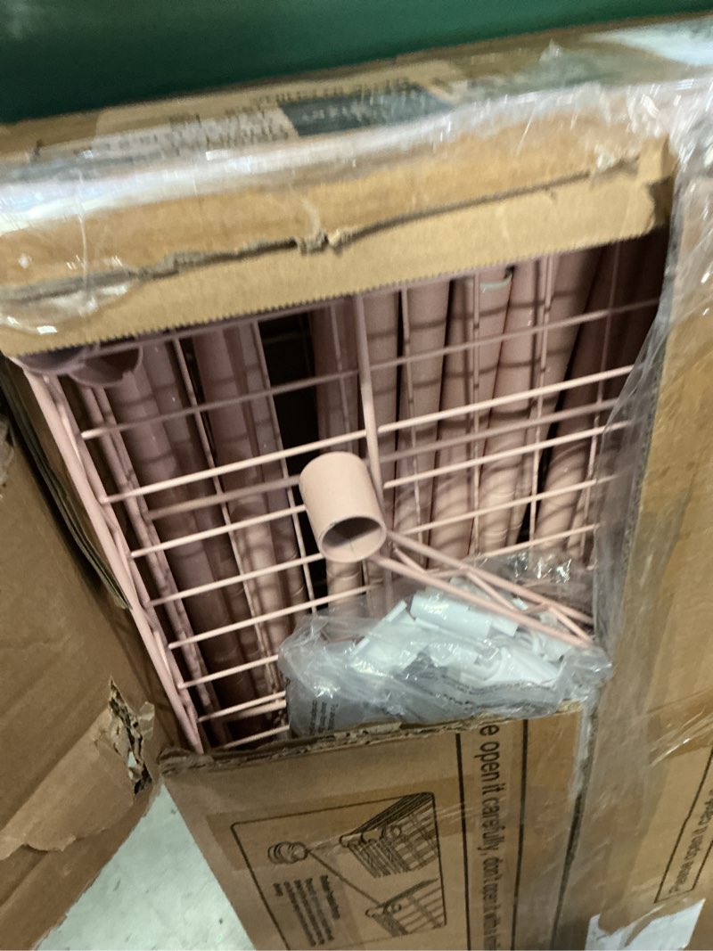 Condition photo showing As Is for Ulif E10 Clothes Rack?With Stretchable Hanger Rod?Freestanding Clothing Racks for Hanging Clothes?Adjustable Closet Organizer System?Portable Garment Rack 73-97"W x 15" D x 72" H?Max Load 800LBS?Pink