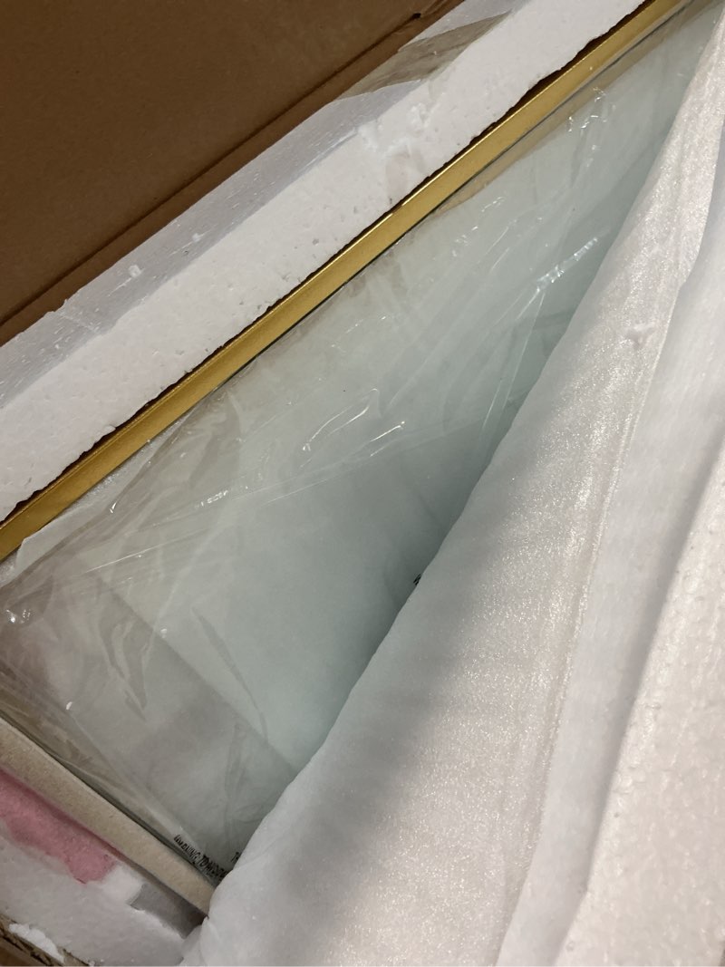 Condition photo showing Good Condition for 2 Tier Rectangular Side Table, Gold End Table with Glass Top, Modern Metal Clear Coffee Table?Small Accent Table for Living Room, Bedroom, 22" x 12.4" x 24" Rectangular 2-Tier Gold