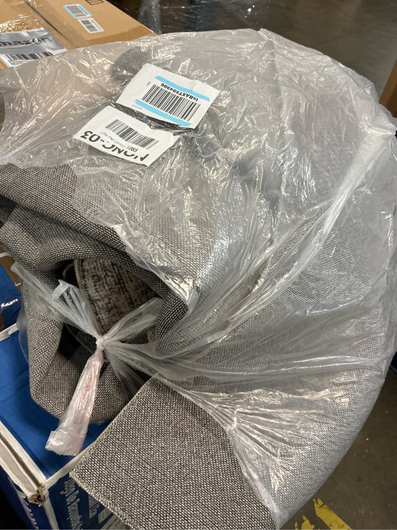 Condition photo showing As Is for machine washable rugs for living room: 9x12 area rugs for bedroom vintage stain resistant non slip low pile lightweight boho carpet for kitchen dining room farmhouse kids room nursery 9' x 12' (rectangular) brown and grey