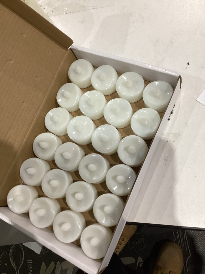 Condition photo showing Good Condition for LED Candles, Tea Lights Candle Battery Operated, 24-Pack 200+Hours Flameless Tealight Candle, Realistic Tea Lights for Halloween Christmas Wedding, Pure White Light Pure White 24-Pack
