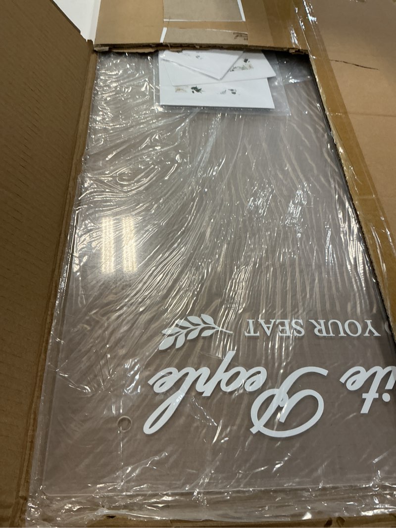Condition photo showing Good Condition for wedding seating chart board for reception display, elegant rustic acrylic welcome please eind your seat sign, wedding guest table list signs board with seal stickers & cards
