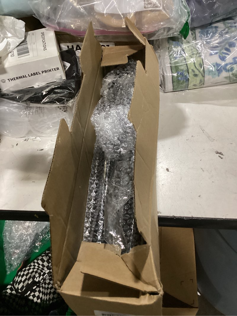 Condition photo showing As Is for bonwin black flag pole kit for house, 5 ft thickened stainless steel outside wall mount flagpole for 3x5' flag, 1" tangle free rotating flag pole rings & 2-position bracket holder for porch 5 ft - with bracket