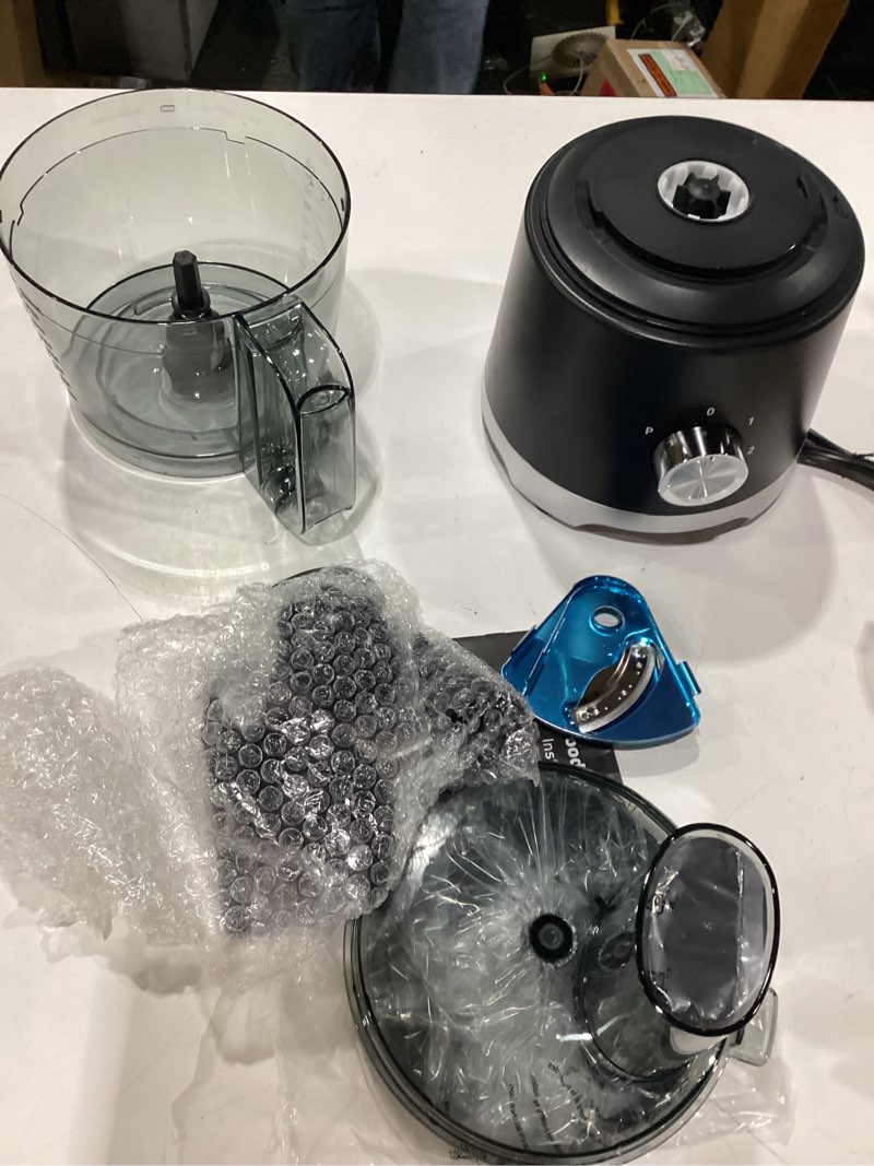 Condition photo showing Good Condition for **not tested**  olixis food processor 10.5 cup, vegetable choppers with slicing shredding chopping kneading, dishwasher safe, food grinder, stainless steel blades, for smoothie fruit dough, 2.6qt, black black 2.6qt