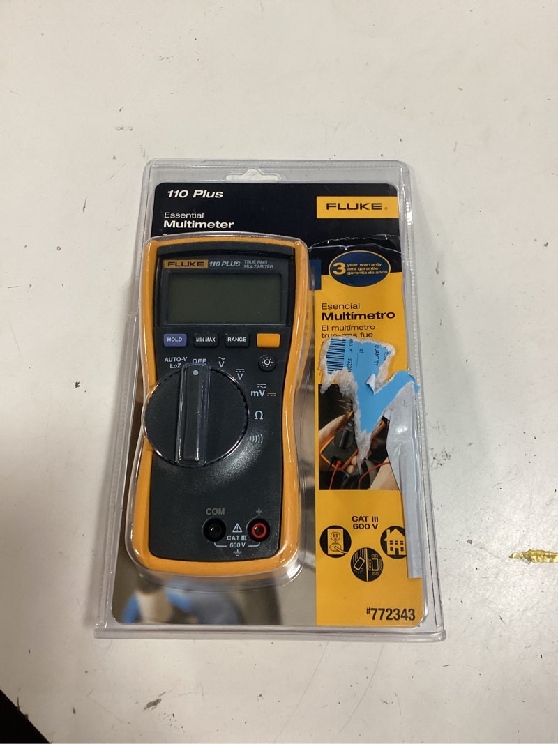Condition photo showing New/Like New for fluke 110 plus electrical true-rms digital display multimeter 10 amp 600-volt