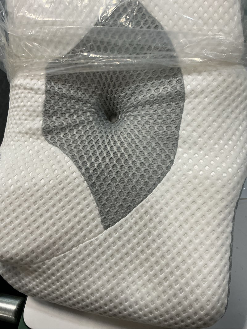 Condition photo showing Good Condition for osteo cervical pillow for neck pain relief, hollow design odorless memory foam pillows with cooling case, adjustable orthopedic bed pillow for sleeping, support for side back sleepers standard high(24.5*16.5*5.2/4.1 inches) grey
