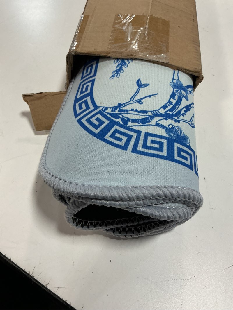 Condition photo showing Good Condition for 33.5x33.5 Inch Square Mahjong Mat for Table Domino Rubber Standard Scalloped Edges Chinoiserie Mahjong Mat Anti Slip Playmat for Poker Mah-Jong Board Dominoes Card Games(Blue)