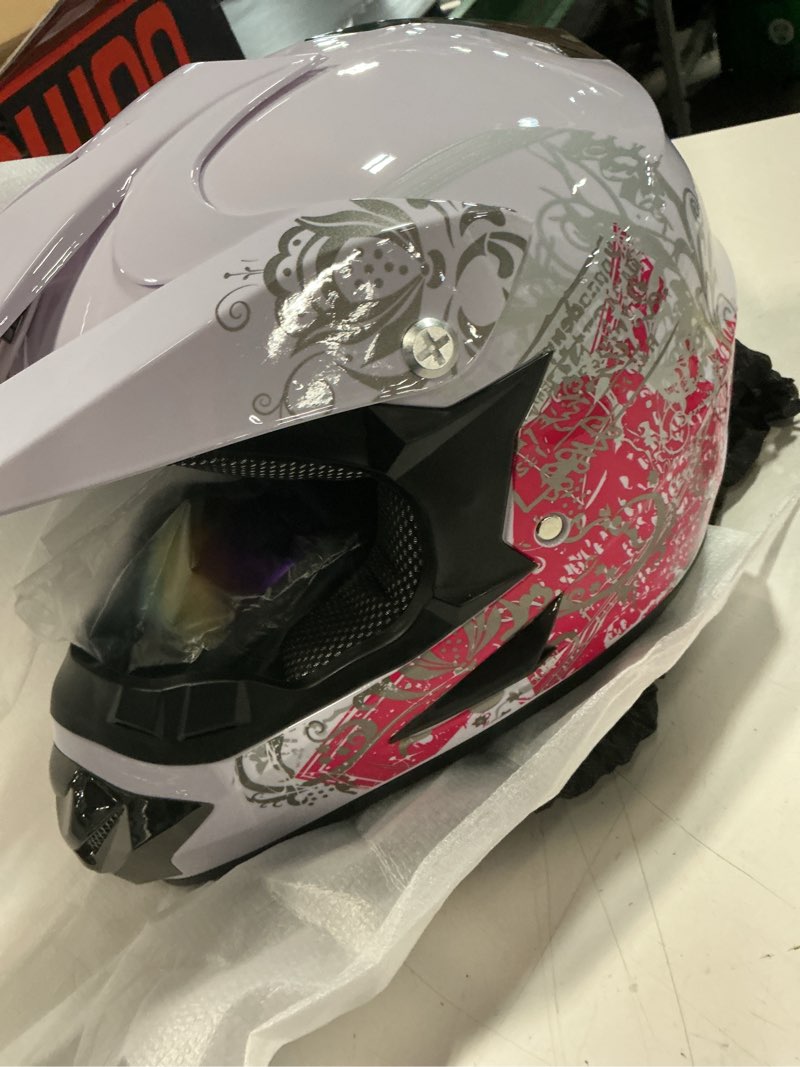 Condition photo showing Good Condition for DOT Youth Dirt Bike Helmet for Boys & Girls Ages 5-14, Four Wheeler, Motocross, BMX, MX, UTV, Snowmobile, Go Kart, Racing, Skateboard, Baseball Pink Butterfly Medium