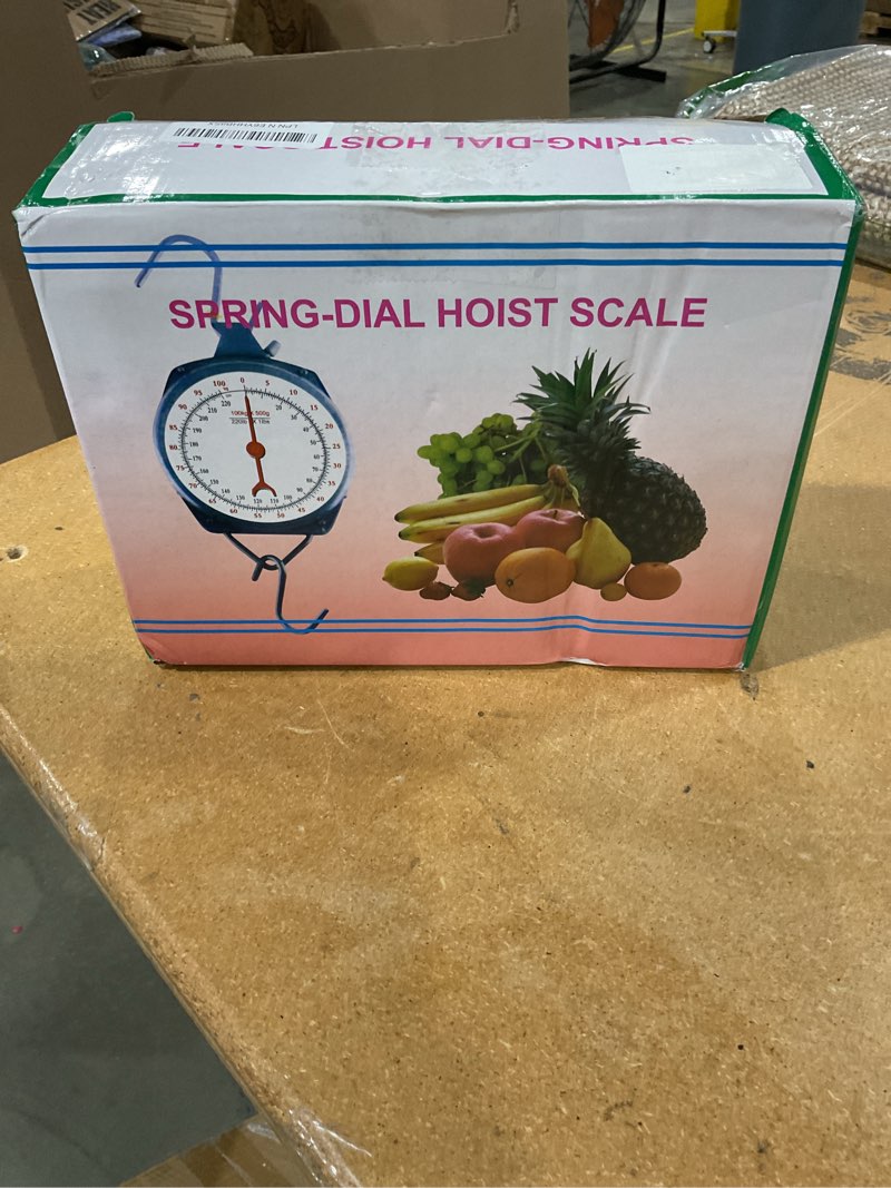 Condition photo showing New/Like New for mechanical precision hanging scale, 440lb/200kg max capacity, dual unit with large display & 2 s-hooks, heavy duty spring dial scale for kitchen food weighing, fishing, hunting, big game