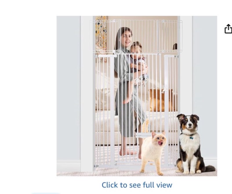 71 inch extra tall pet gate with small cat door, adjustable 29.55" and -40.55" wide baby gate, tall dog gates for doorway, stairs, house,black black 71"tall,29.55"-40.55"
