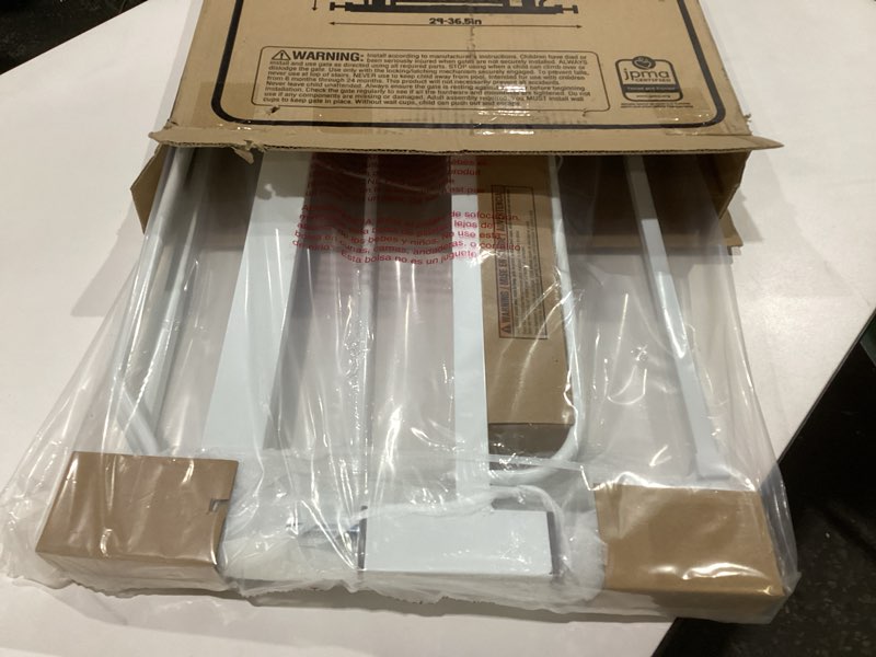 Condition photo showing New/Like New for Regalo Safety 36" Extra Tall Baby Gate for Doorways & Bottom of Stairs, Pressure Mount, Toddlers & Pets, 6-24 Months, Tested & Safe for 30 Years, American Designed, American Owned White 29-36.5"W x 36"H