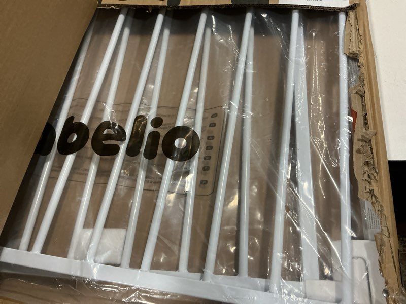 Condition photo showing Good Condition for Babelio 34" Tall No Bottom Bar Baby/Dog Gate for Stairs, House and Doorways, 29.7-46.5" Auto Close Safety Pet Gates with Large Walk Thru Door, Hardware Mount, White Boundless - White 29.7-46.5"W x 34"H
