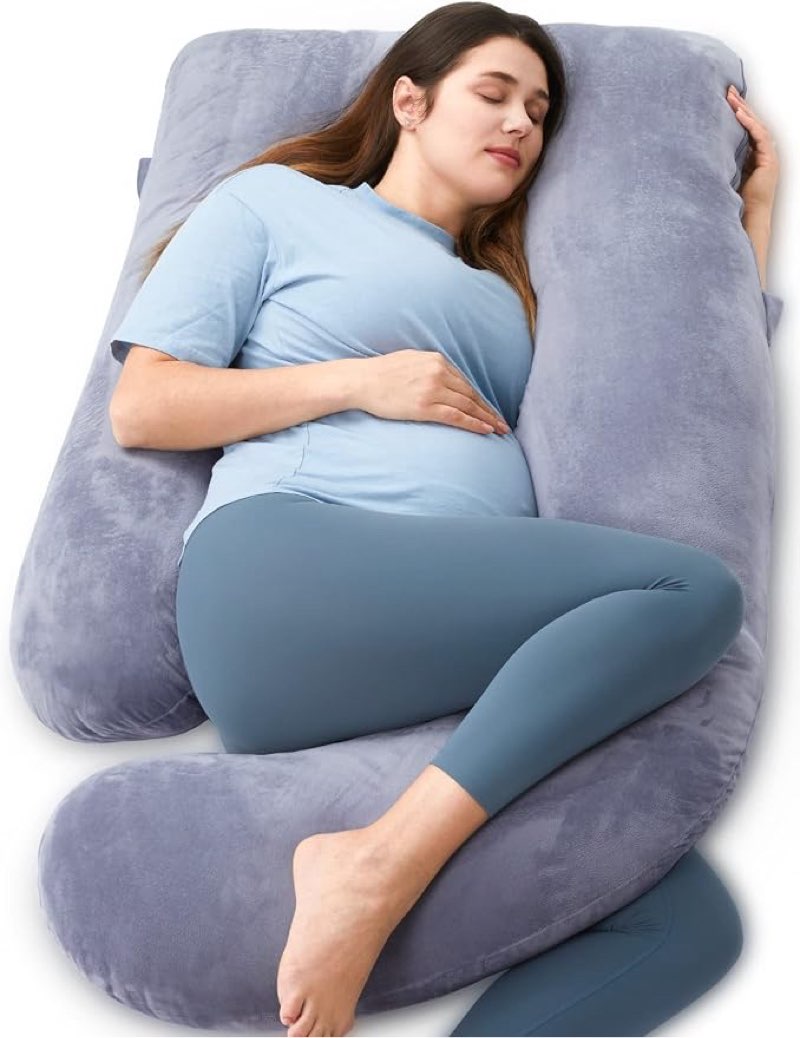 momcozy pregnancy pillow for sleeping - u shaped full body maternity pillow | removable cover, support for back, legs, belly, hips for pregnant women, side sleeper, pregnancy gifts & essentials, 57 inch