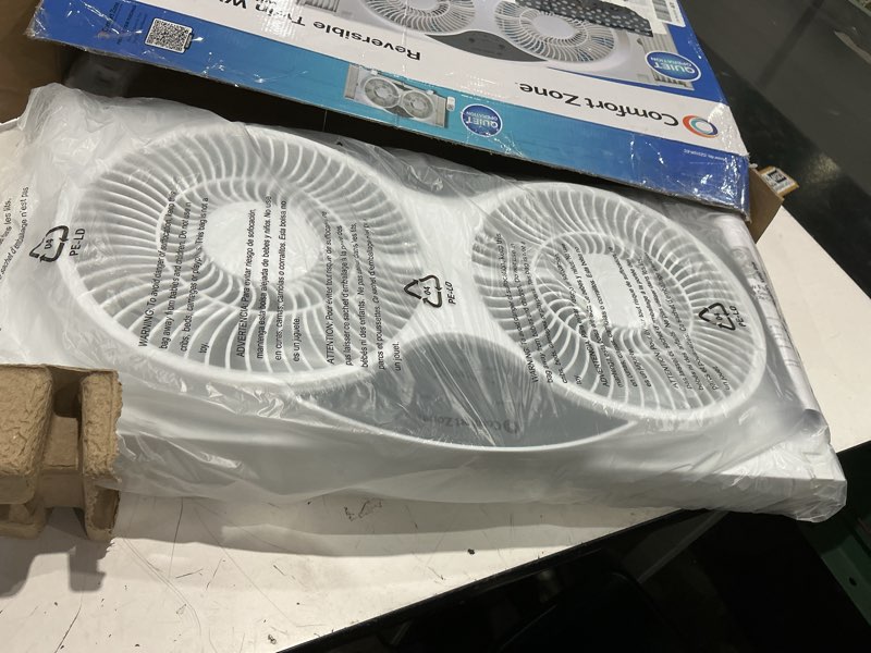 Condition photo showing Good Condition for comfort zone 9   reversible twin window fan with remote control  white