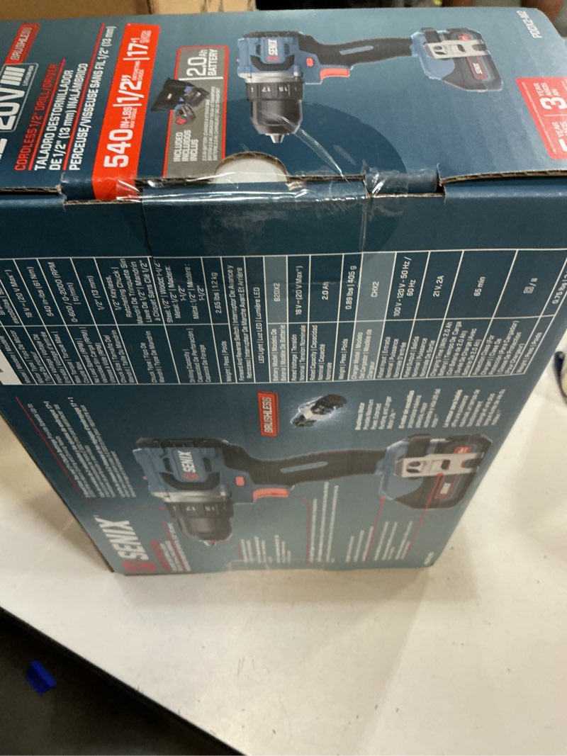 Condition photo showing New/Like New for senix x2 20-volt 1/2-in keyless brushless cordless drill (1-battery, charger and soft bag included)